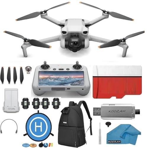 DJI Mini 3 Drone with DJI RC Screen Remote Kit Includes RC Airplane Landing Lights 128GB SD Card and More