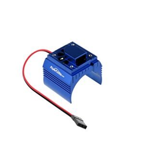 PowerHobby Aluminum Motor Heatsink with Cooling Fan for 1/8 Size Motors Compatible with Castle Creations Dynamite Hpi Novak Trinity Arrma Nero Kraton Fazon Outcast Tekin Blue RC Boat Motor Size Calculator
