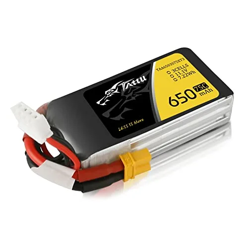 Tattu 9V RC Battery Pack 11.1V 650mAh 75C 3S1P LiPo with XT30 Plug for Drones and Quadcopters