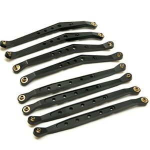 8 Pcs Aluminum RC Car Suspension Arm Set Upper and Lower Linkage Rods for 1 10 Axial Wraith 90018 RC Truck Black Type A