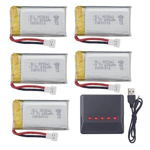 Sea Jump Lipo Battery Charger with 5Pcs 3.7V 600mAh Batteries for Syma X5C X5C1 X5 X5SC X5SW H5C V931 S5C S5W SS40 FQ36 T32 T5W H42 CW4 Helicopter