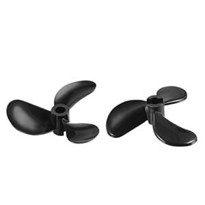 uxcell RC Boat CW CCW Propeller 4mm Shaft 3 Vanes 44mm Diameter 11mm Height Plastic Black Fan Shape Rotating Propeller Props 2 Pairs