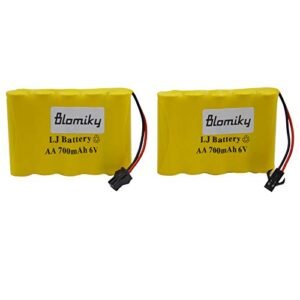 Blomiky 2 Pack 6.0V 700mAh NiCd Rechargeable AA Battery Pack for Indestructible RC Truck Cars 6V 700mAh Yellow