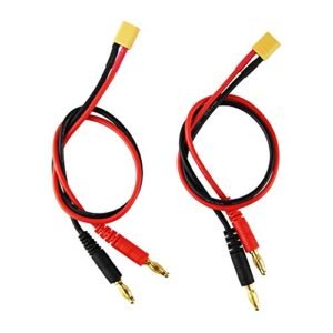 OliYin RC Battery Charge Cable XT30 to 4.0mm Banana Plug 16AWG 30cm for C159 RC Helicopter Quadcopter Lipo Battery Pack of 2