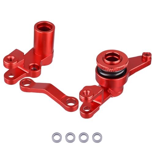 HobbyPark RC Drag Wheels and Tires Aluminum Steering Bellcranks and Drag Link Servo Saver Complete with Bearings for Traxxas 1 10 Slash 4x4 Upgrade Parts Red