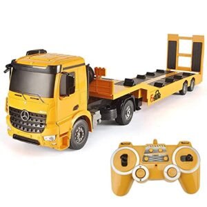 Fistone RC Flatbed Tow Truck Detachable Semi Trailer Remote Control Toy with Sound and Light for Kids