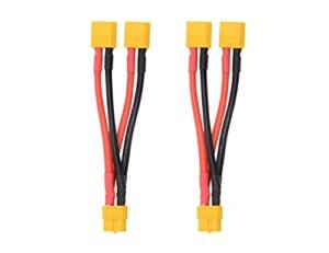 WMYCONGCONG 2 PCS XT60 Parallel Battery Connector Cable Dual Extension Y Splitter 1 Female to 2 Male for 1 2 Scale RC Plane DJI Phantom Quadcopter