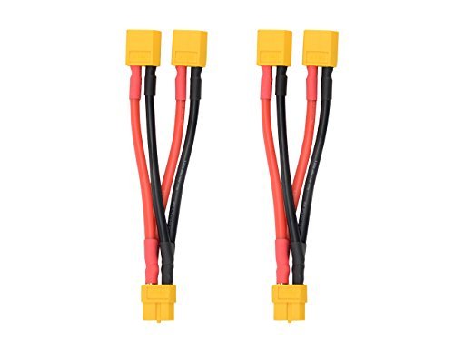 WMYCONGCONG 2 PCS XT60 Parallel Battery Connector Cable Dual Extension Y Splitter 1 Female to 2 Male for 1 2 Scale RC Plane DJI Phantom Quadcopter