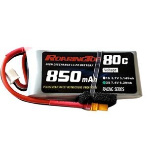 RoaringTop LiPo Battery Pack 80C 850mAh 2S 7.4V with XT30 Plug for RC Vehicles