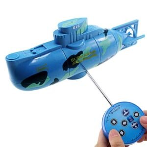 Tipmant Mini RC Fish Tank Submarine Remote Control Boat with Electric Swim Diving Function for Kids Blue