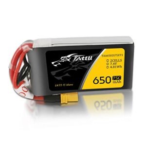 Tattu 650mAh 2S 7.4V 75C LiPo Battery Pack XT30 Plug for FPV Drones