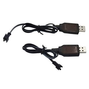 Blomiky 2 Pack SM 2P USB Charger Power Adapter Cable for Jada RC Car Battery 4.8V NiCd or NiMH Rechargeable Battery