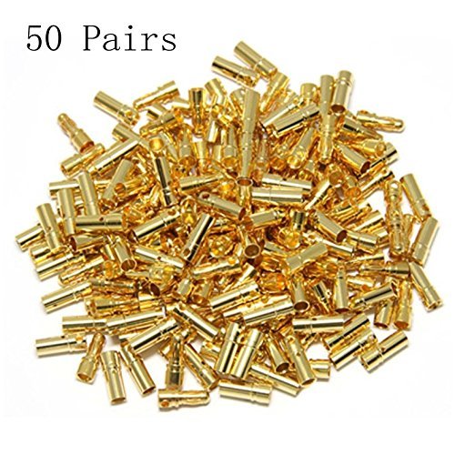 Hobbypower 3.5mm Male Female Gold Banana Bullet Connector Battery ESC Plug Pack of 50 Pairs