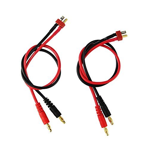 OliYin 2pcs Anti Skid T Plug to 4mm Banana Plugs Battery Charge Lead Adapter 14awg 30cm Cable Perfect for RC Truck of the Year