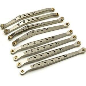 QUE T 8 Pcs Aluminum Linkage Rod Arm Set Upper and Lower Suspension Links for 1 10 Axial Wraith 90018 RC Truck Titanium Type A