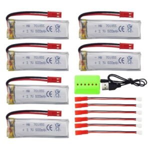 Sea Jump 6PCS 3.7V 500mAh Batteries and 6 in 1 Charger Compatible with UDI U818A Series