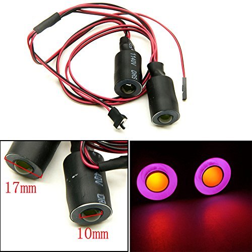 QUE T 17mm 2 LEDs Angel Eyes Demon Eyes LED Headlight Back Light Compatible with 1 10 RC Model Crawler Cars Purple Yellow RC 17mm Wheels
