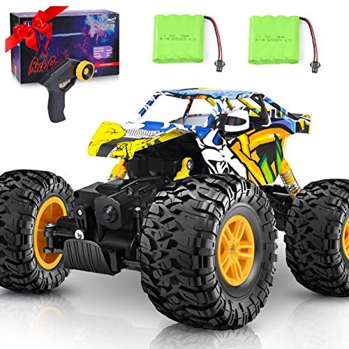 DOUBLE E 1/12 RC Cars Monster Truck 4WD Remote Control Off Road Vehicle with Graffiti Design Shell 2 Powerful Motors for Kids Boys Girls