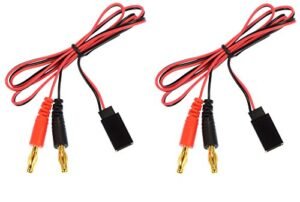 Apex RC Products Futaba Style Receiver Plug to 4mm Banana Plug Charge Lead 2 Pack for RC Glow Plug Fuel