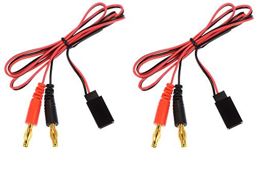 Apex RC Products Futaba Style Receiver Plug to 4mm Banana Plug Charge Lead 2 Pack for RC Glow Plug Fuel