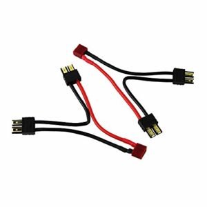 OliYin 2pcs TRX 2 Male to T Plug 1 Female Series Connector Adapter Cable Wire 14awg 3.93in for RC LiPO Pack of 2