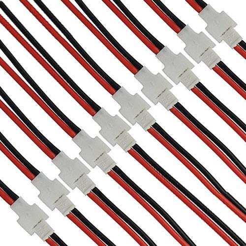 10 Pairs 2.0mm Spade 2P Cable Lead Plug Connector Male and Female for Charging a Lipo RC Battery Compatible with Syma X5C X5SW SNAPTAIN S5C