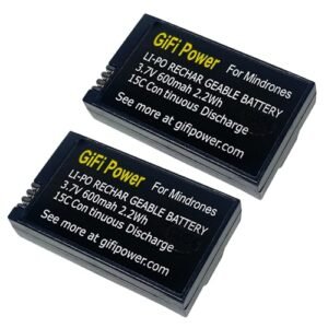 MaximalPower 2x 3.7v 600mAh Li-po Battery w/Circuit Protective IC for Parrot MiniDrones Jumping Sumo, Parrot Mini Drone Rolling Spider Upgrade two batteries