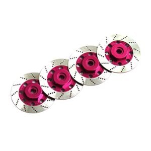 Hobbypower Aluminum 12mm Hex Hub Wheel Tires Brake Disc for 1/10 On Road RC Car XI D3 D4 Pack of 4 Rose and Sliver