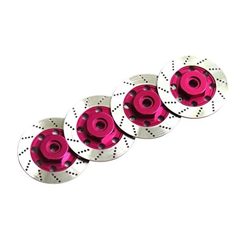 Hobbypower Aluminum 12mm Hex Hub Wheel Tires Brake Disc for 1/10 On Road RC Car XI D3 D4 Pack of 4 Rose and Sliver