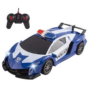Vokodo RC Trucks Working Police Remote Control Toy Car with LED Headlights and Siren Blue