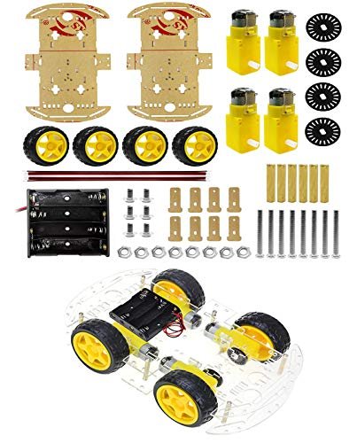 YIKESHU 4WD Smart Robot Car Chassis Kit with RC Car Battery Discharger for DIY Robotics