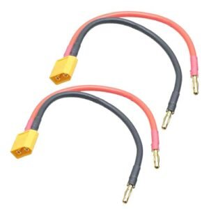 JFtech 2pcs Male XT60 to 4.0mm Banana Bullet Plug Connector Charge Cable 15cm 14AWG Fix for RC Helicopter Won't Charge