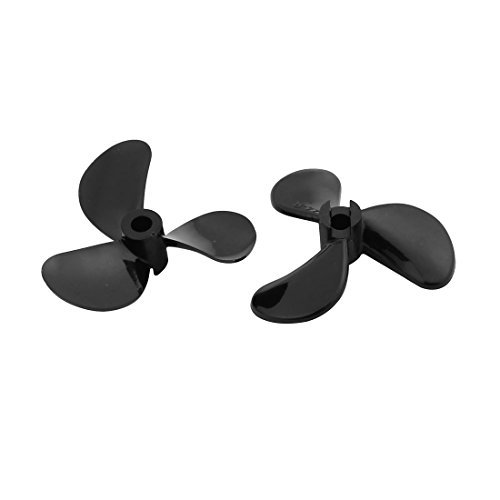 uxcell RC Boat CW CCW Propeller 4mm Shaft 3 Vanes 44mmDx11mmH Fan Shape Pastic Black Rotating Propeller Props for RC Boat, 1pair