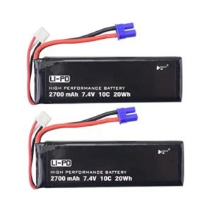 Fytoo 2PCS 7.4V 2700mAh 10C Lithium Battery for Hubsan H501S H501A H501C H501M H501S W H501S pro Four-axis Aircraft Aerial Camera Drone Spare Parts (2 Batteries)