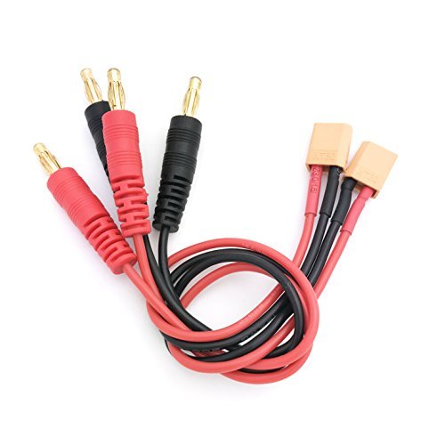 FLASH HOBBY 2 PCS RC Battery Charge Cable XT30 Female Plug to 4mm Bullet Banana Connector 18AWG Wire Ideal for the Best RC Helicopter Trainer