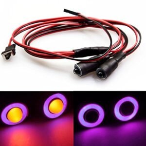 MOHERO 2 LEDs Angel Eyes Demon Eyes LED Light Headlights Taillight for 1 10 RC Late Model Cars Crawler Trucks Purple Yellow 10mm