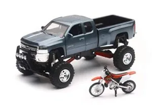 New Ray Chevrolet Silverado RC Truck 1 32 Scale with Working Suspension and Honda Dirt Bike