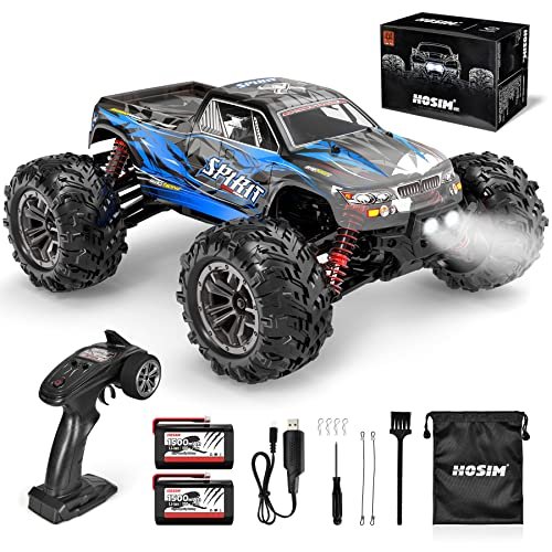 Hosim Fast Monster Truck RC 1/16 Scale 4WD High Speed Remote Control Car 40+ km h for Adults and Kids Blue
