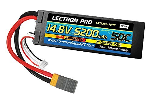 Common Sense RC Lectron Pro 14.8V 5200mAh 50C Lipo Battery Hard Case for 1 8th Scale Buggies Trucks