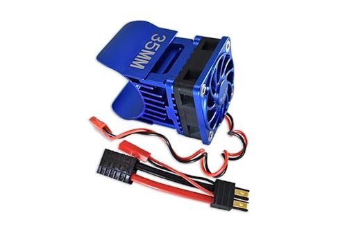 GPM Aluminum 35mm Motor Heatsink With Cooling Fan Blue Upgrade Parts for Traxxas TRX4 TRX6 RC Tank Parts 1 16