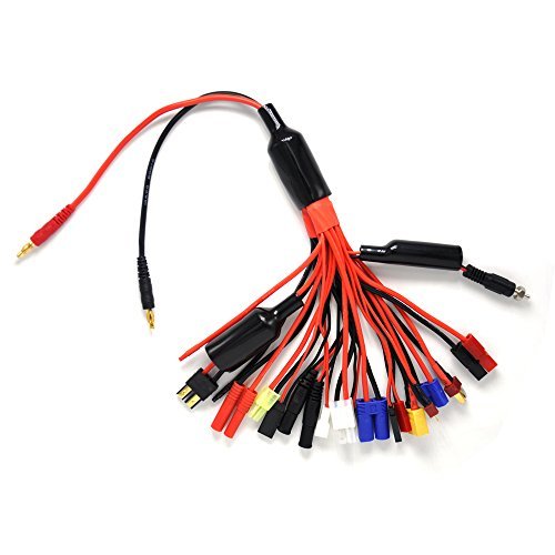 Padrasey RC Lipo Battery Charger Adapter Connector Splitter Wire Convert Hot Wheels to RC 19 in 1 Octopus Cable for XT60 EC3 EC5 HXT4MM Tamiya JST T Dean TRX Futaba