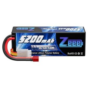 Zeee 4S Lipo Battery 5200mAh 14.8V 50C Hard Case for Maisto RC Monster Truck and Other RC Models