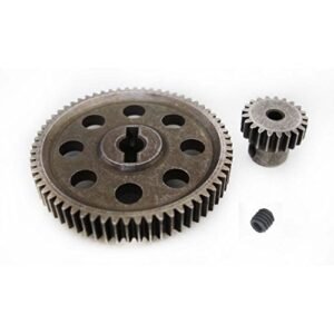 JFtech 11184 11181 Differential Steel Metal Super Gear Main Gear 64T Motor Gear 21T Combo for Super Blackfoot RC Truck HSP 1/10 Scale