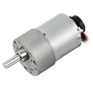 uxcell 207 RC Engine Gear Motor DC 24V 530RPM with Encoder 18.8:1 Gear Ratio D Shaft Metal for Robot DIY