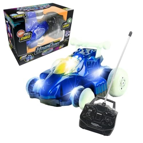 Mindscope Blue Hoverquad Radio Control Stunt Action Light Up LED Vehicle 49 MHz Featuring Cox 049 RC Diesel Engine Technology