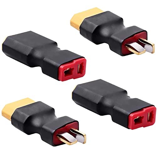 Youme 4Pcs Deans T to XT60 Male Female Connector Adapter Plug for RC Car Truck Boat NiMH Lipo Battery Balance Charger ESC Compatible with Ram 2500 RC Truck