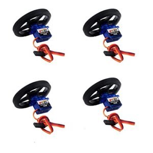 Geekstory Feetech FS90R 360 Degree Continuous Rotation Micro Servo Motor with RC Tire Wheel Pack of 4 Ideal for RC Tire Chains Projects