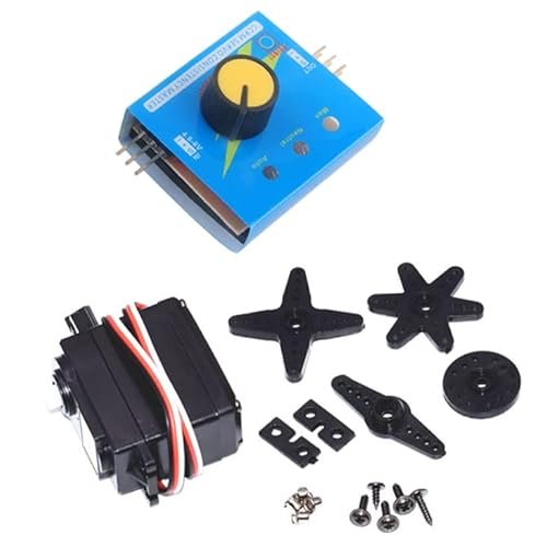 Geekstory DS04 NFC 360 Degree Continuous Rotation Micro Servo Motor with 3CH Digital Multi Servo Tester for RC Boat Paint Designs Helicopter Car and Boat Servo