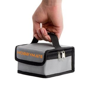 HOBBYMATE Fireproof RC Lipo Battery Storage Bag Mini Size 110x110x70mm for Safe Charging and Transport