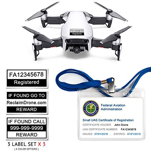 Mavic Air FAA Drone Identification Bundle with Labels ID Card Lanyard and Holder